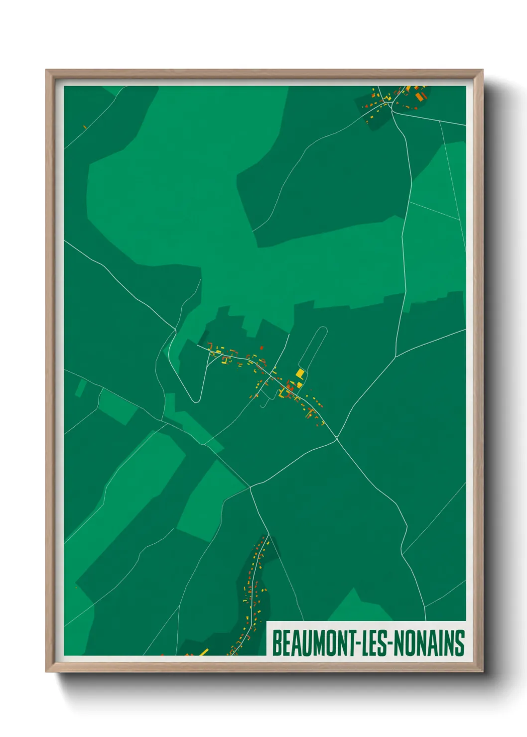 Une affiche de carte sur Beaumont-les-Nonains