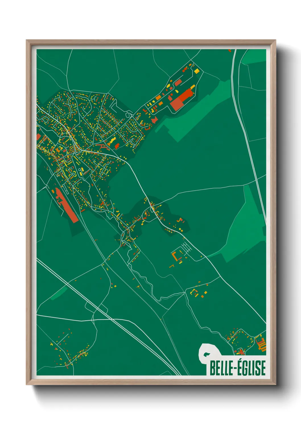 Une affiche de carte sur Belle-Église