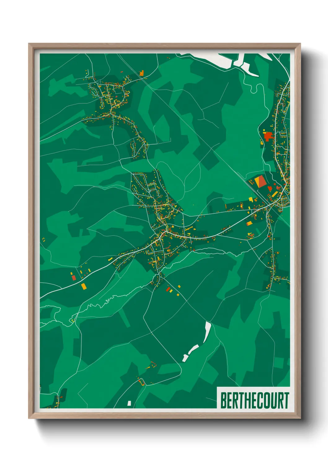 Une affiche de carte sur Berthecourt