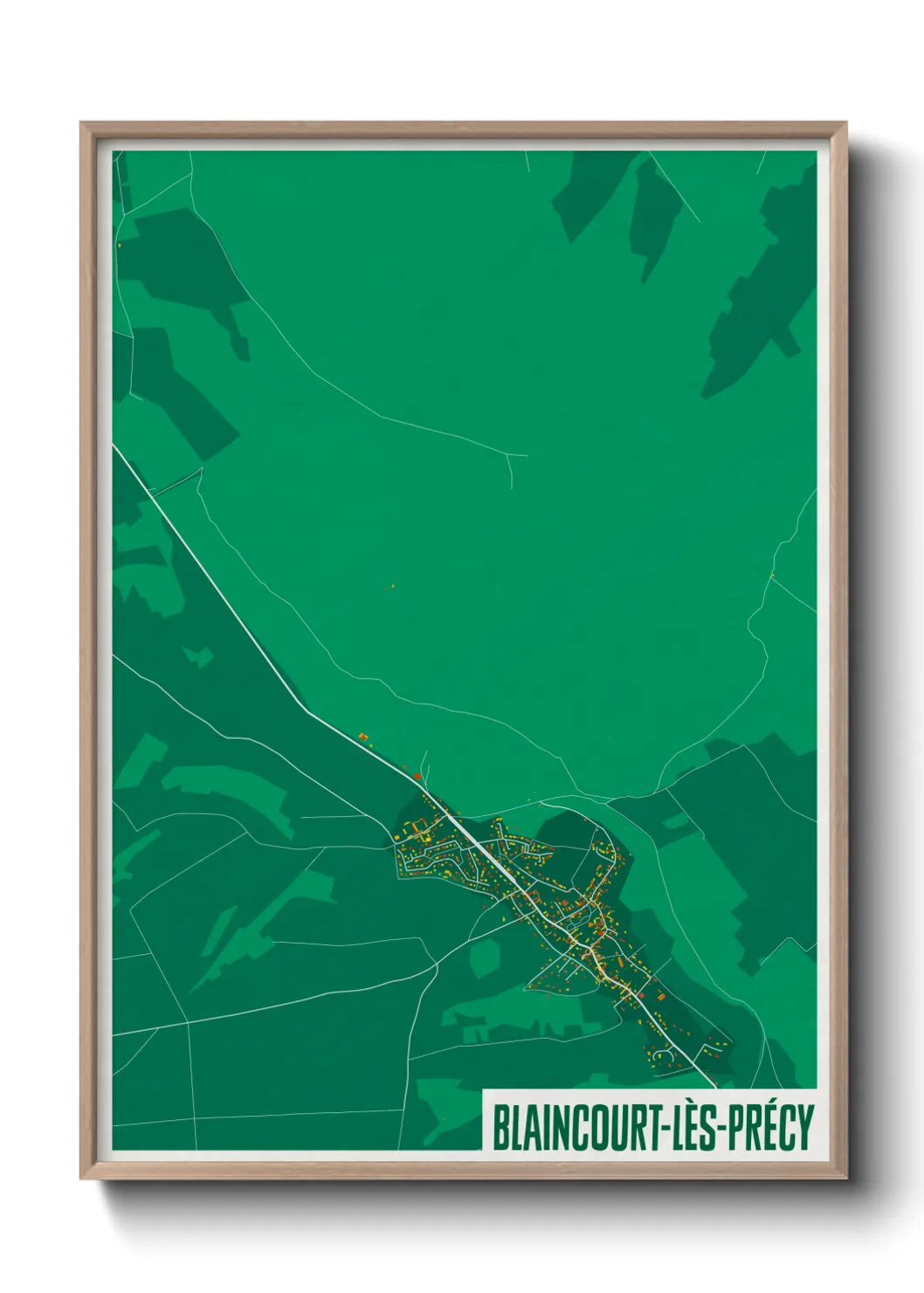 Une affiche de carte sur Blaincourt-lès-Précy