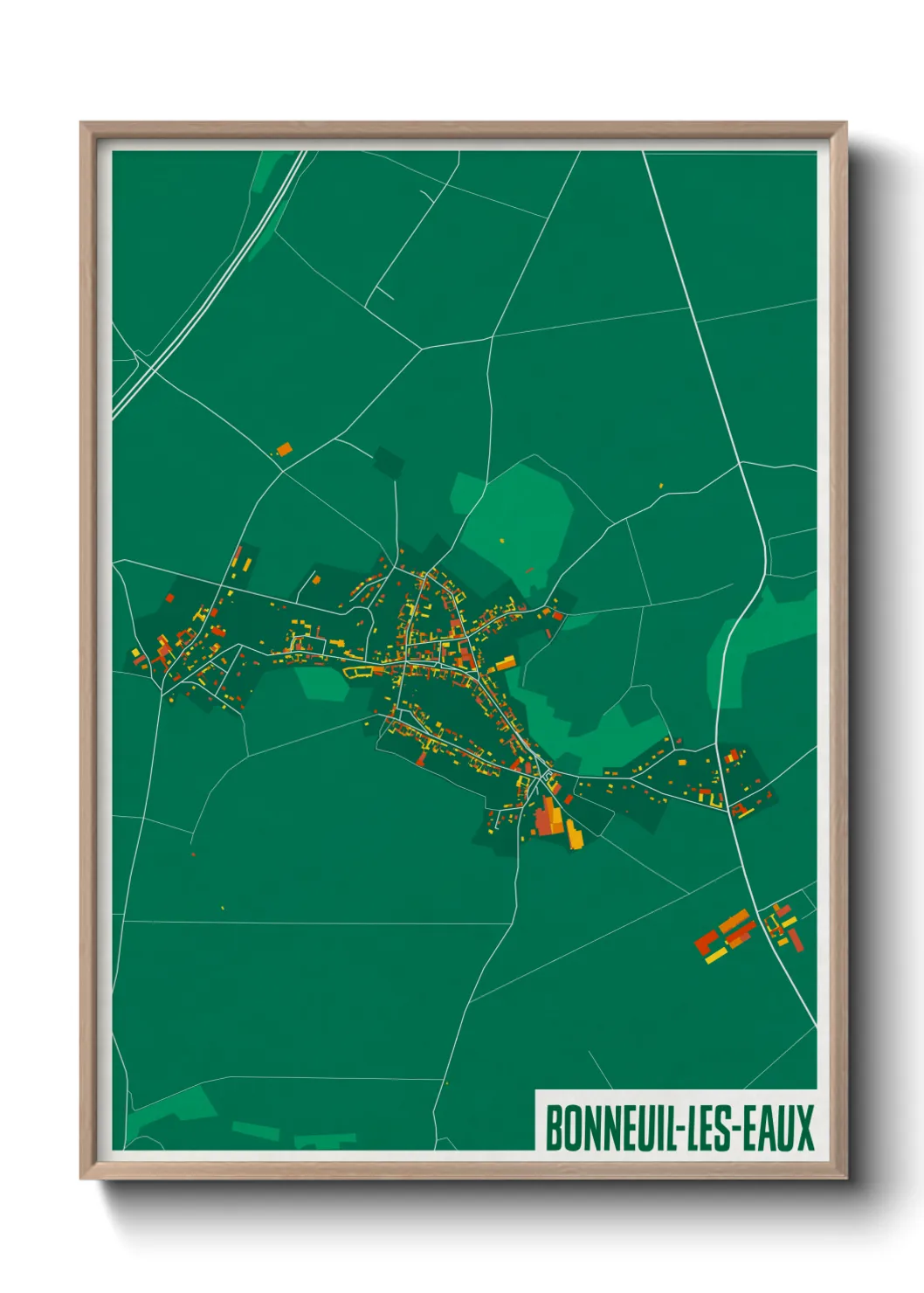 Une affiche de carte sur Bonneuil-les-Eaux