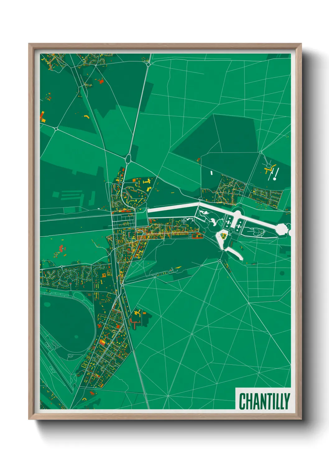 Une affiche de carte sur Chantilly