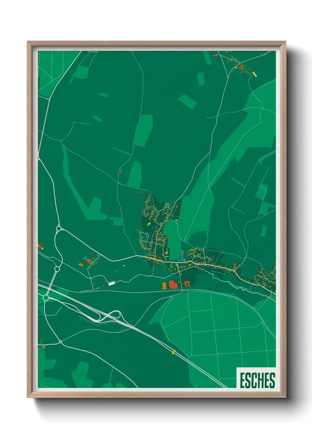 Une affiche de carte sur Esches