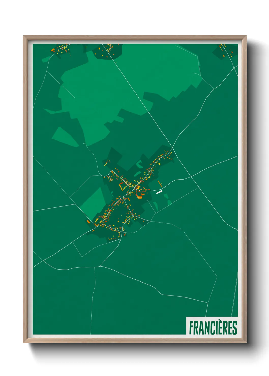 Une affiche de carte sur Francières