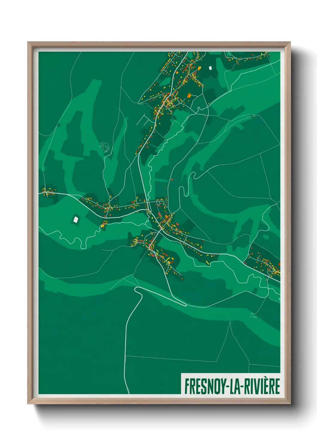 Une affiche de carte sur Fresnoy-la-Rivière
