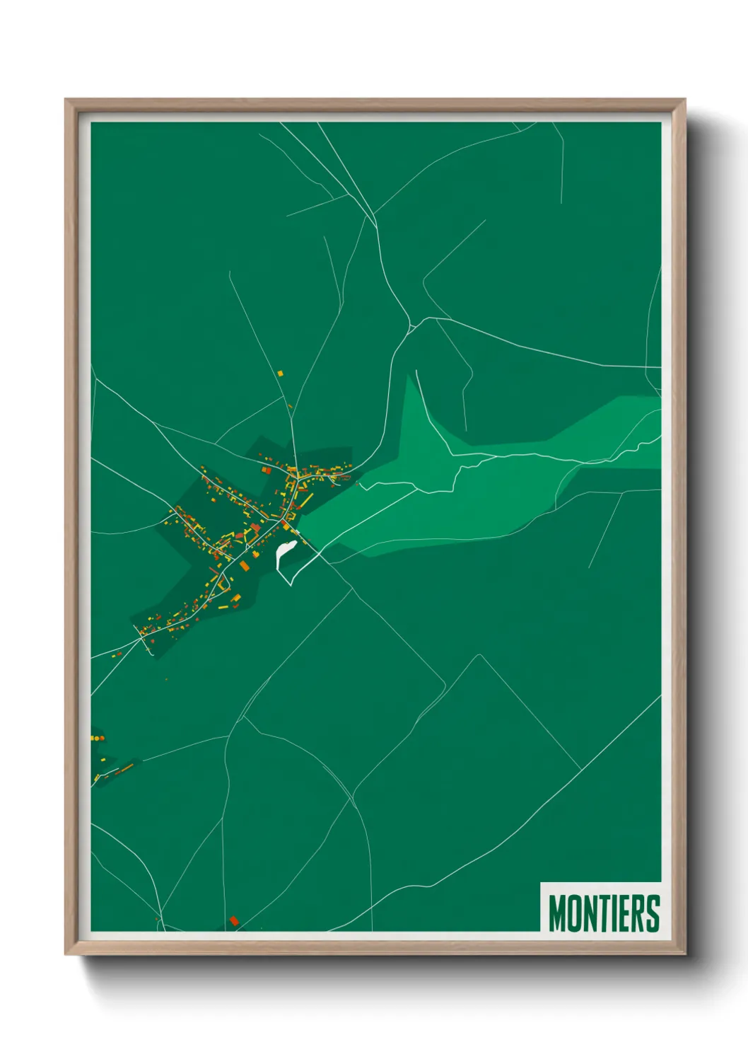 Une affiche de carte sur Montiers