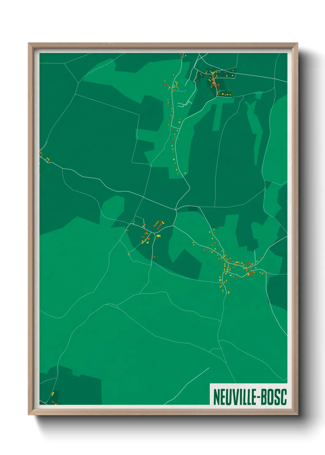 Une affiche de carte sur Neuville-Bosc