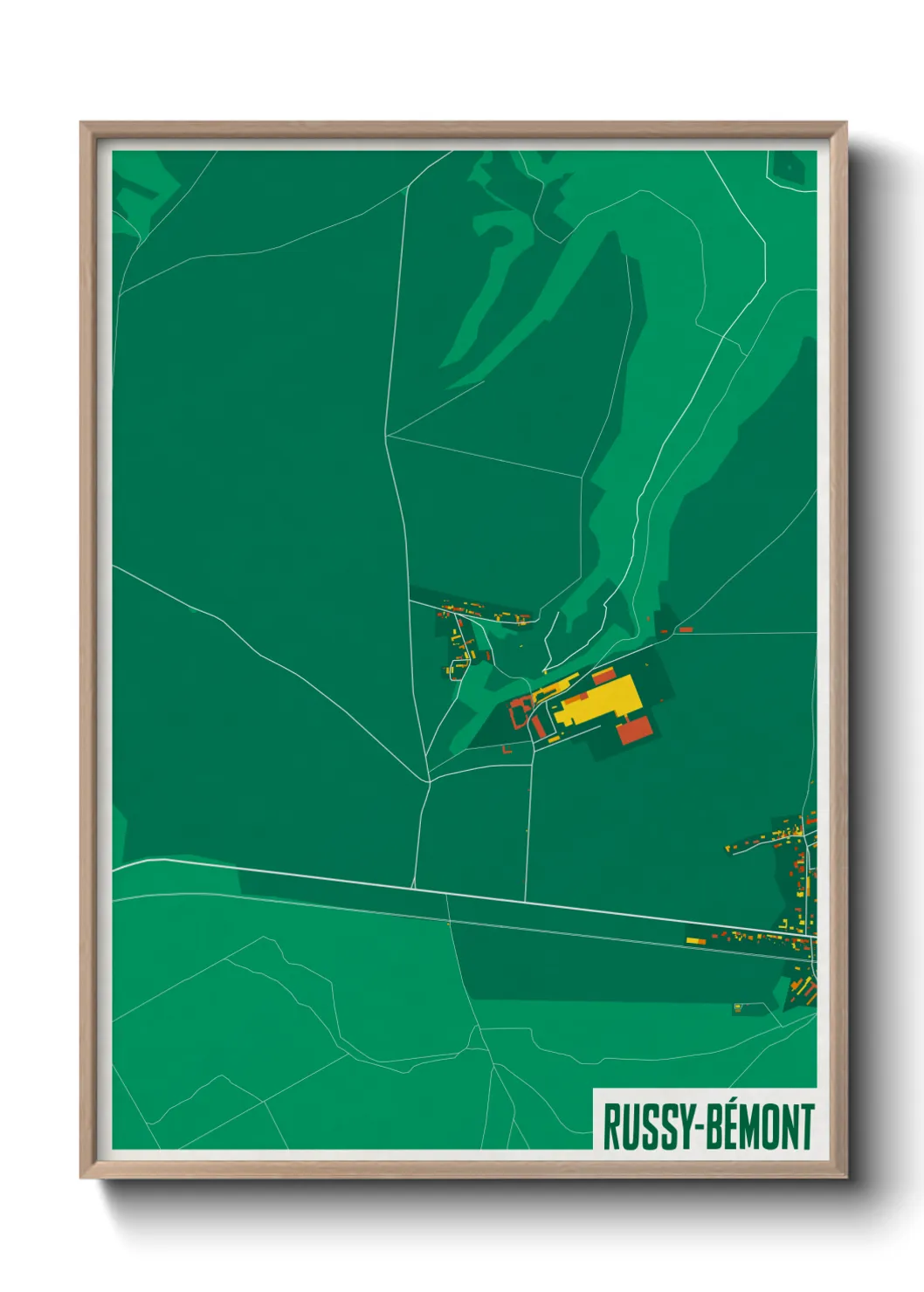 Une affiche de carte sur Russy-Bémont