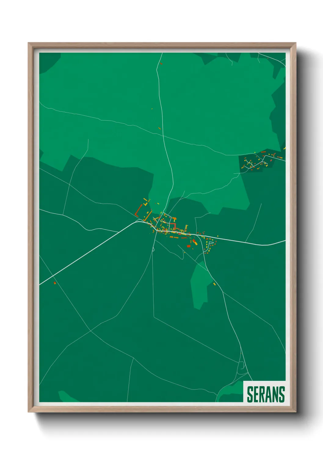 Une affiche de carte sur Serans