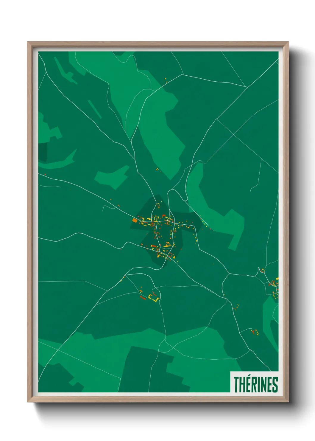 Une affiche de carte sur Thérines