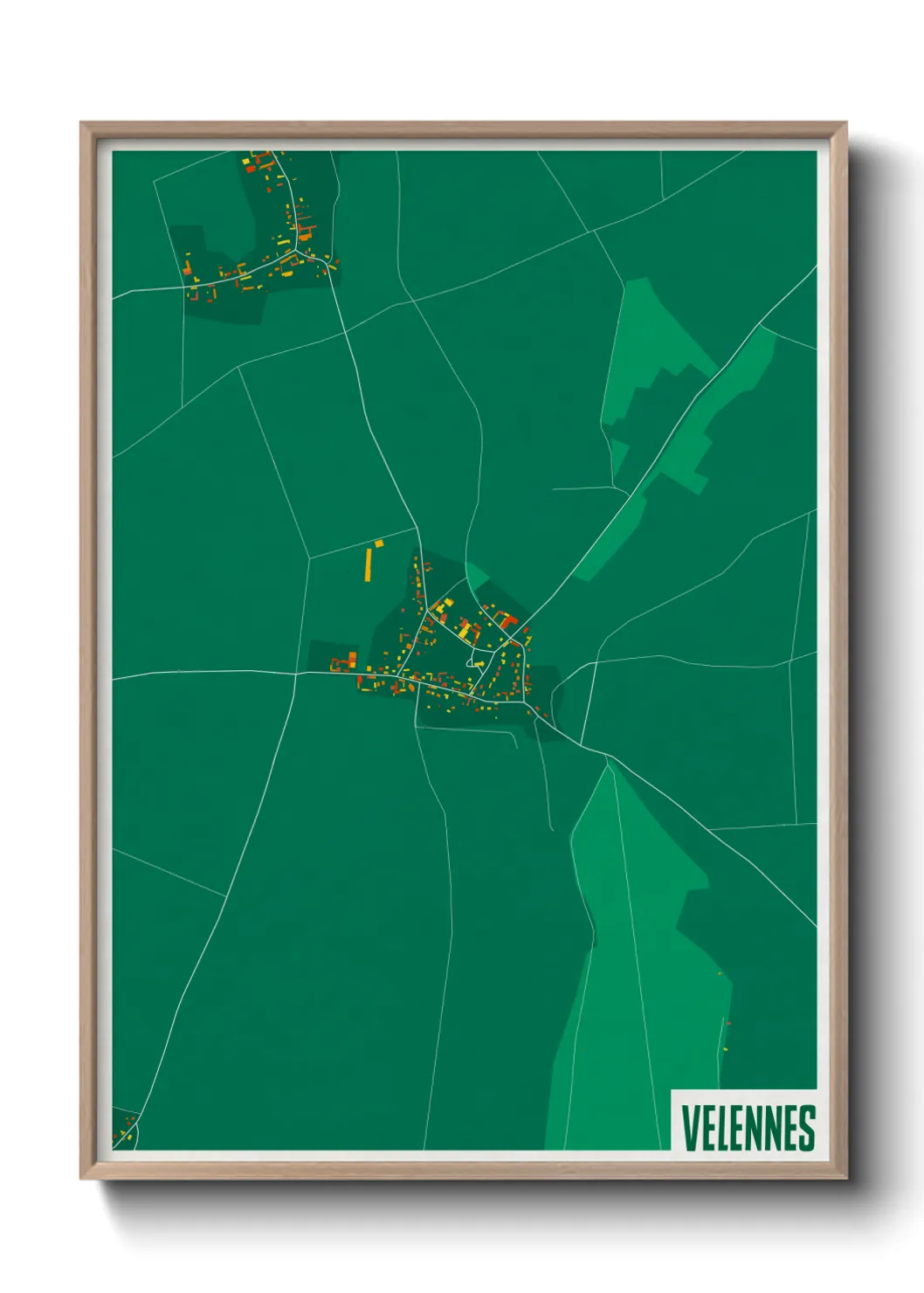 Une affiche de carte sur Velennes