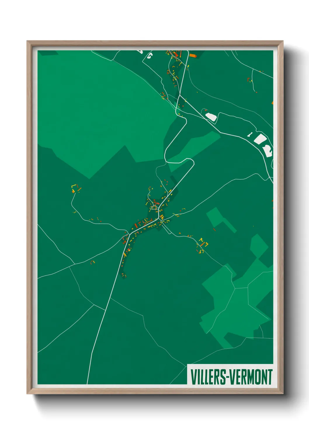 Une affiche de carte sur Villers-Vermont