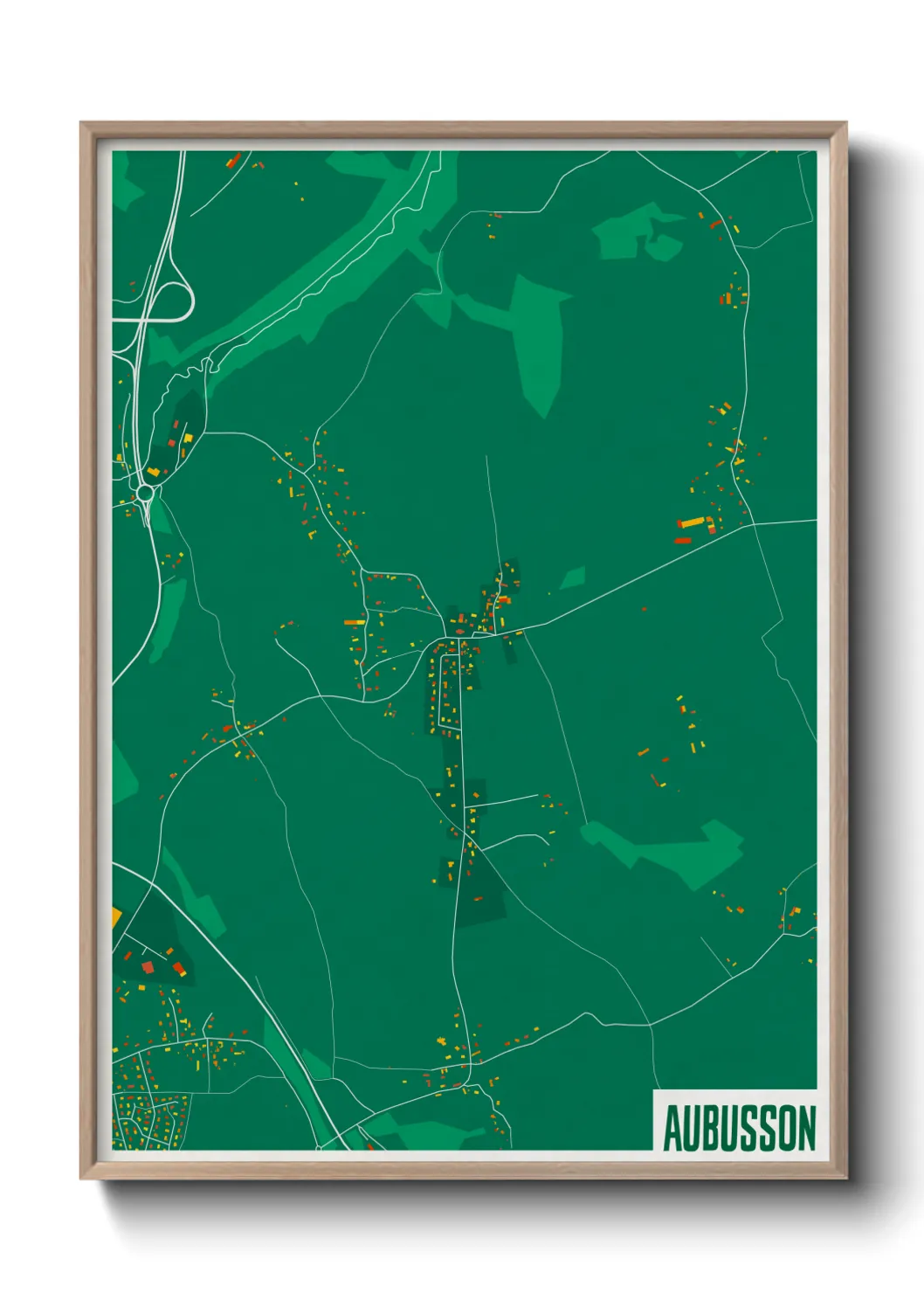 Une affiche de carte sur Aubusson