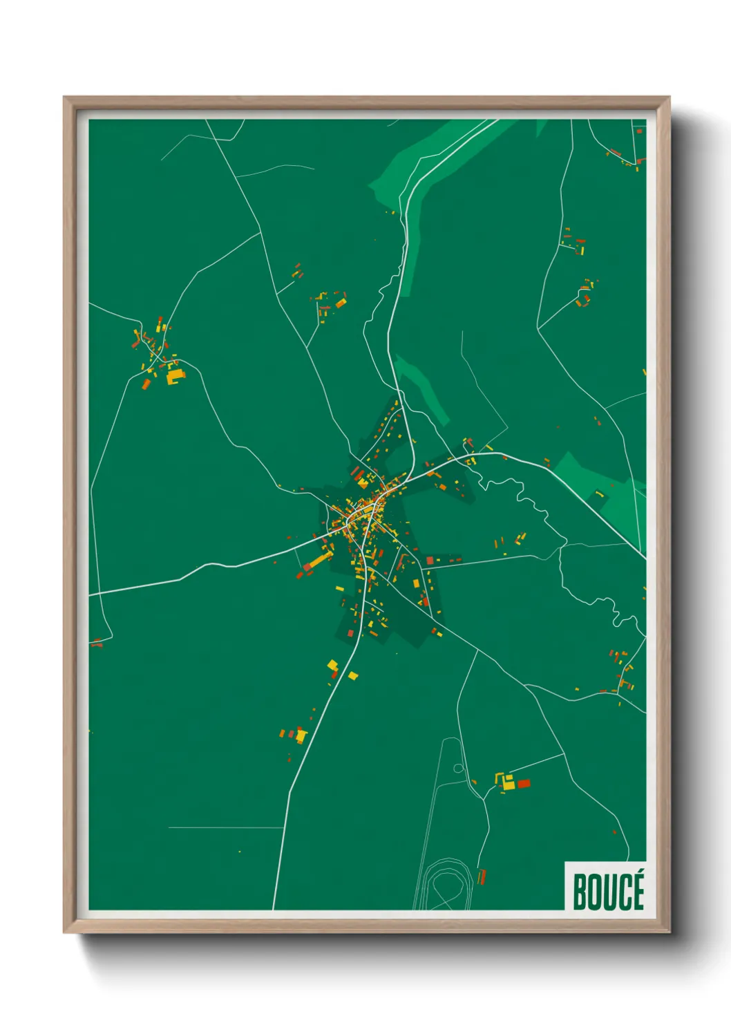 Une affiche de carte sur Boucé