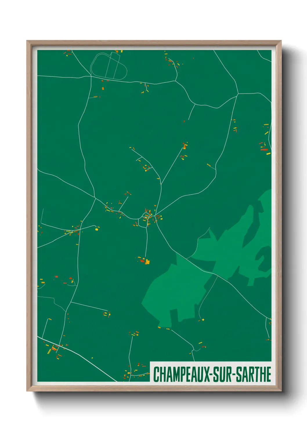 Une affiche de carte sur Champeaux-sur-Sarthe