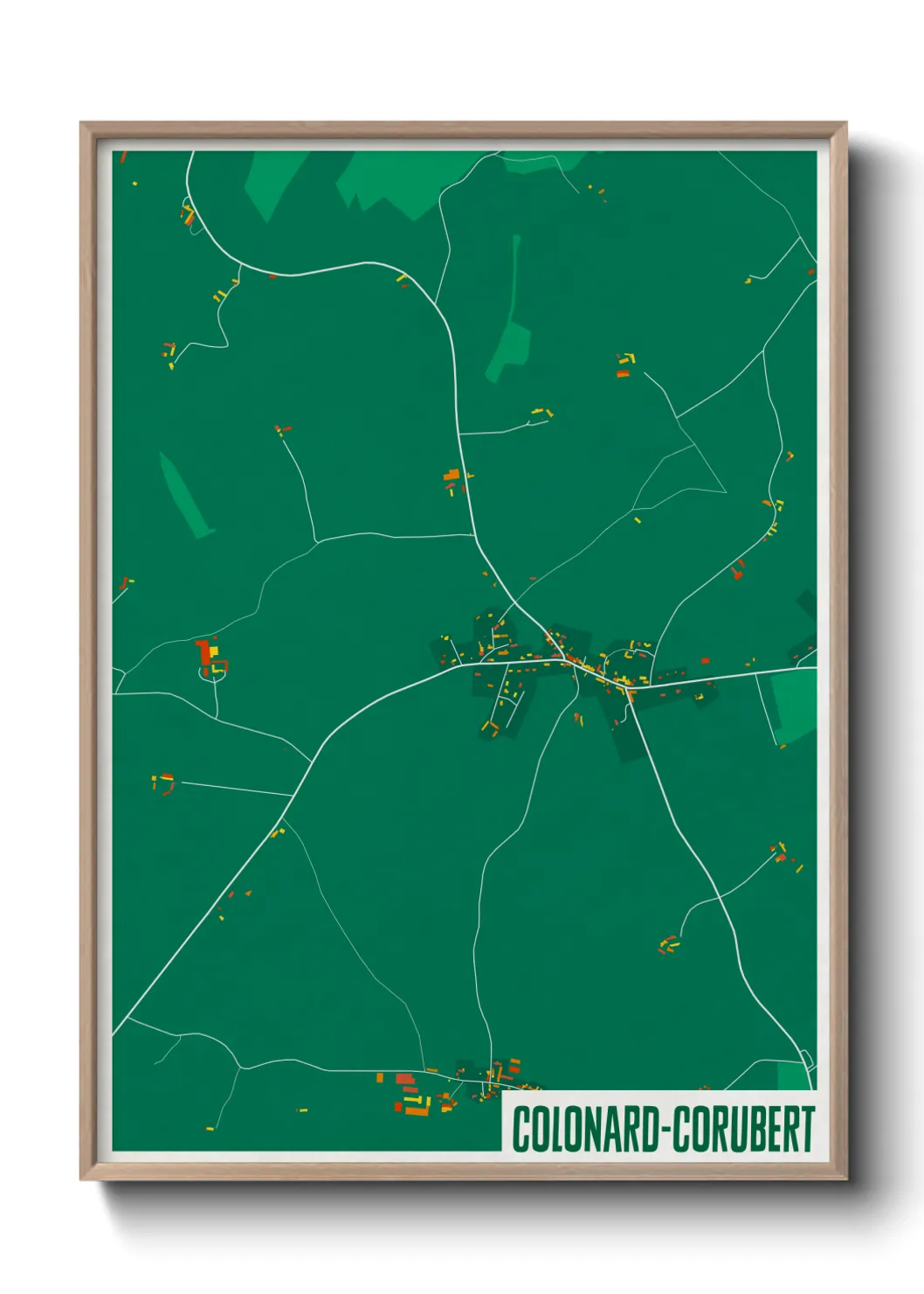Une affiche de carte sur Colonard-Corubert