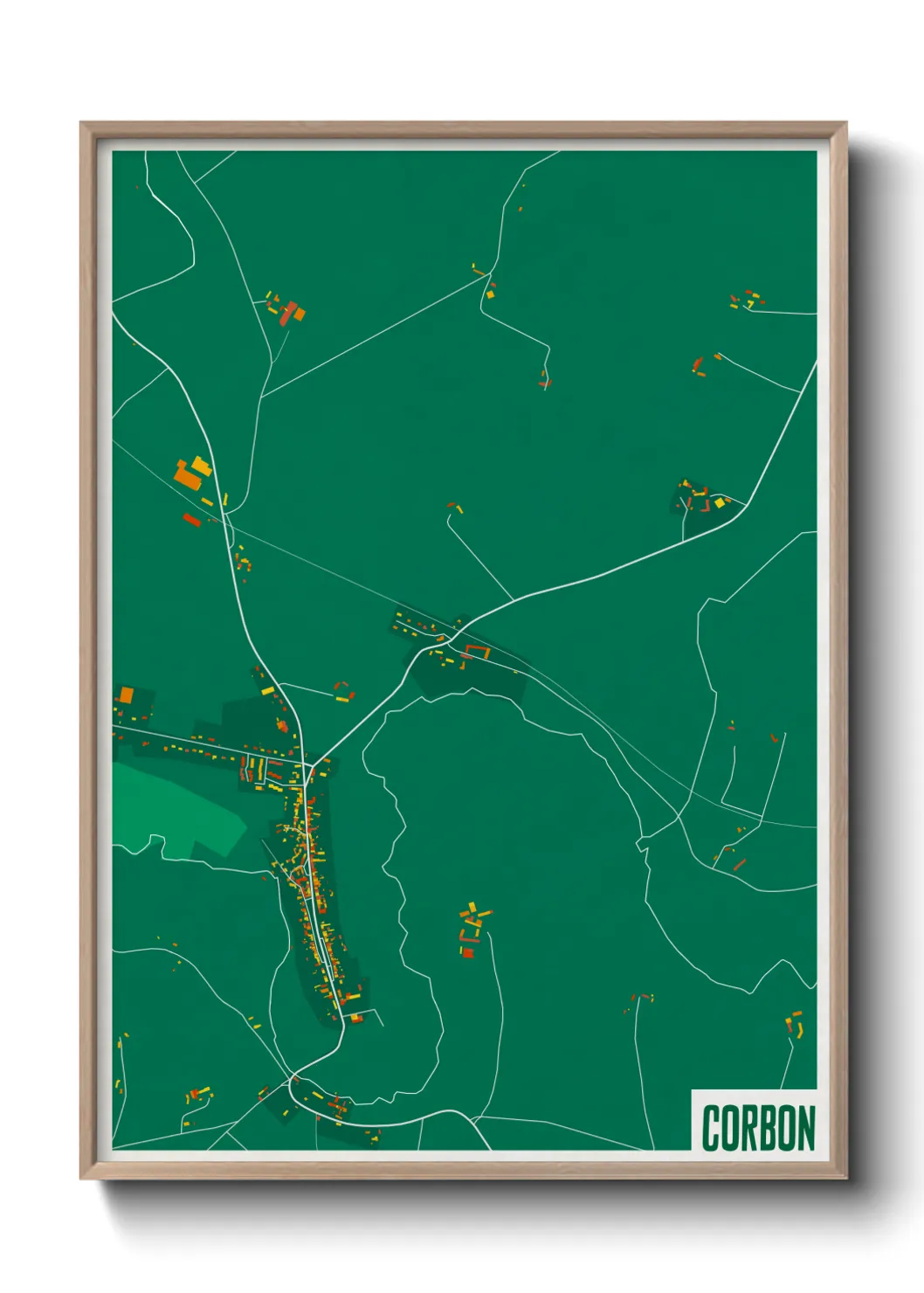 Une affiche de carte sur Corbon