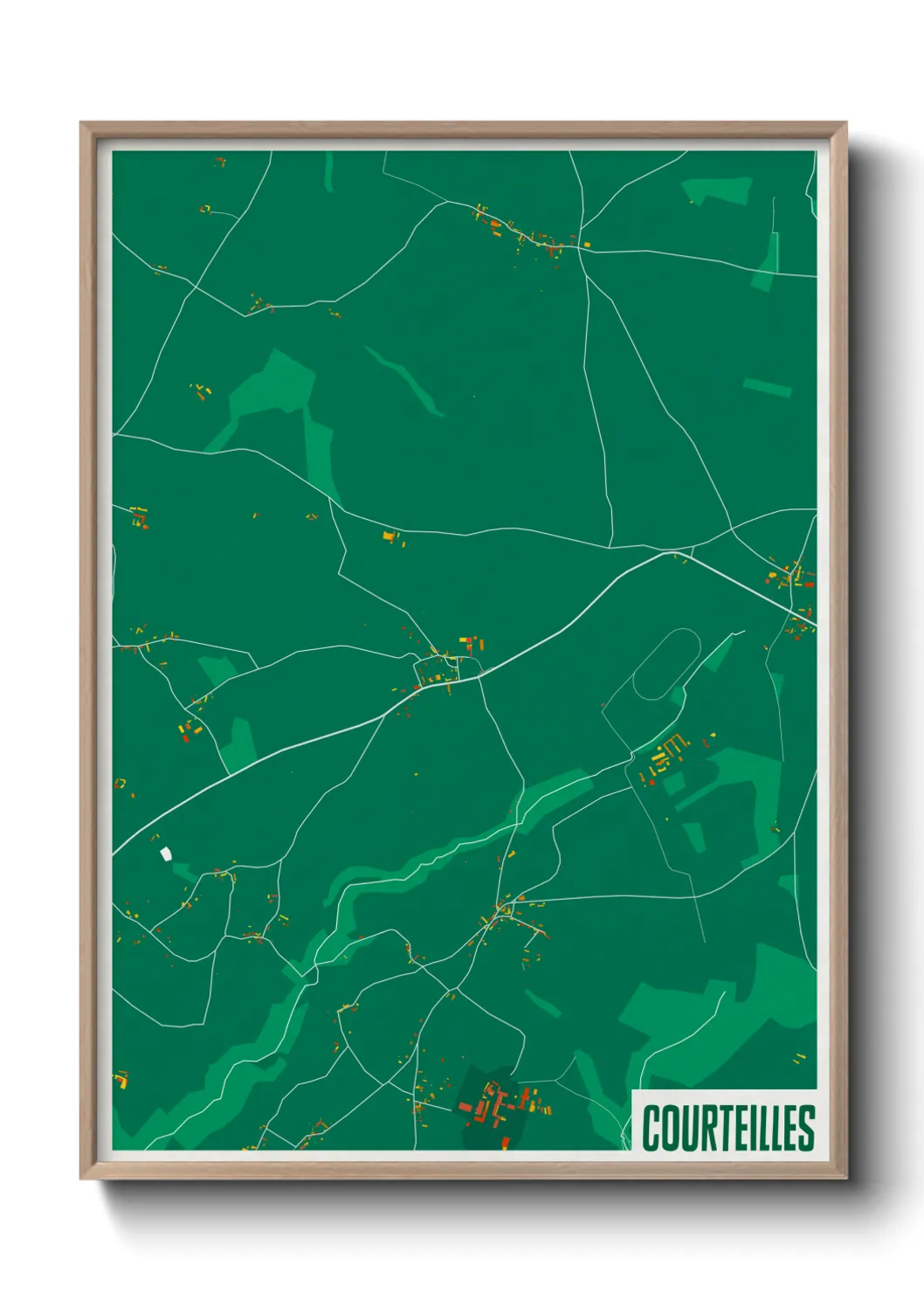 Une affiche de carte sur Courteilles