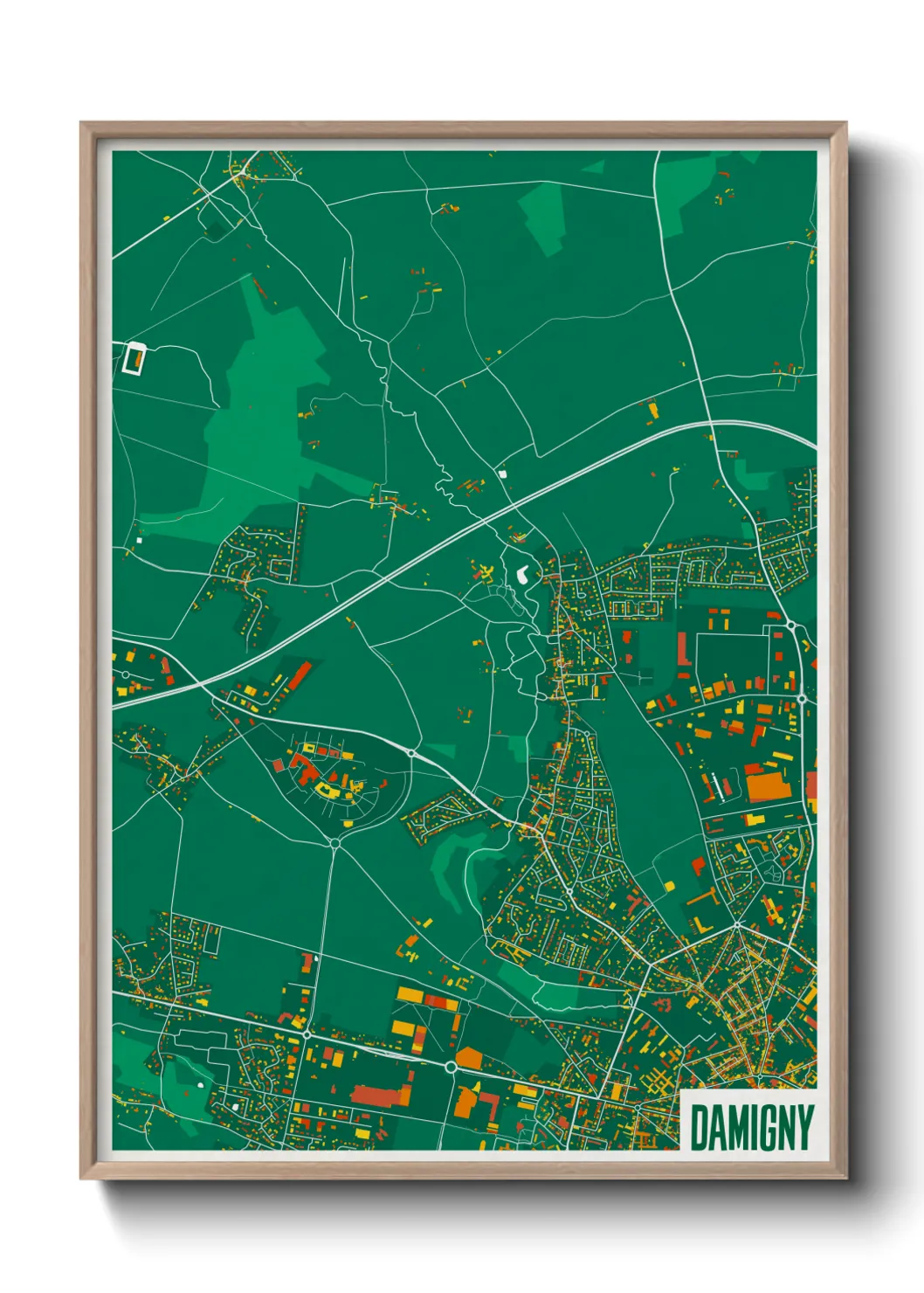 Une affiche de carte sur Damigny