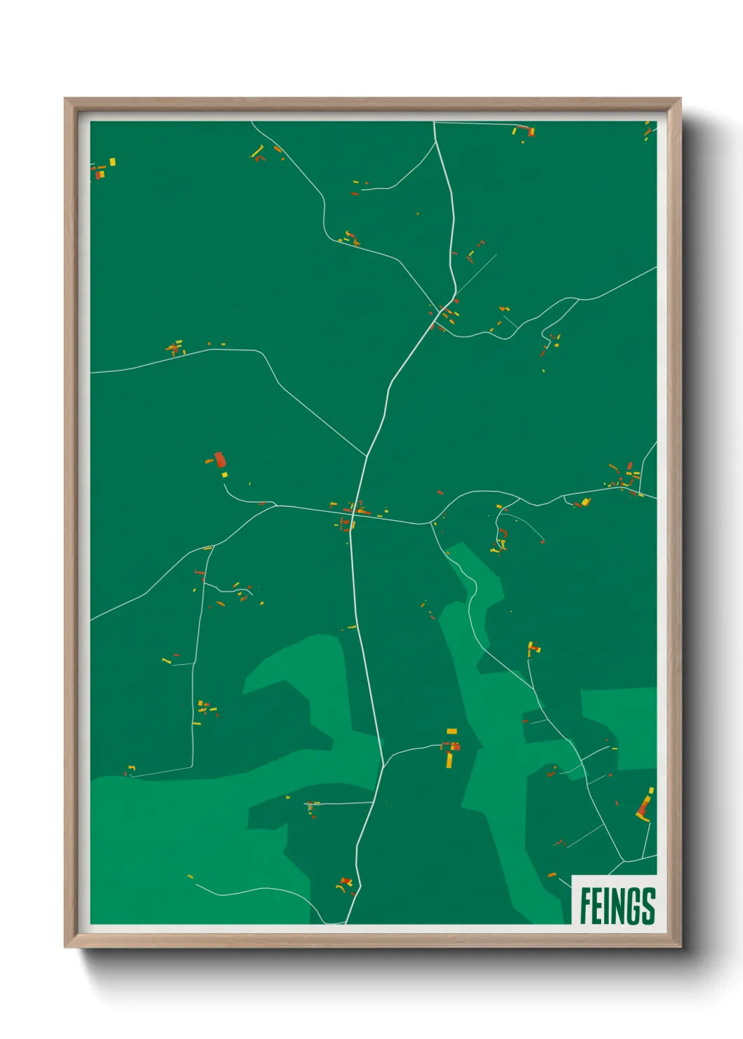 Une affiche de carte sur Feings