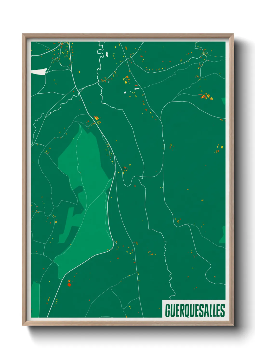 Une affiche de carte sur Guerquesalles