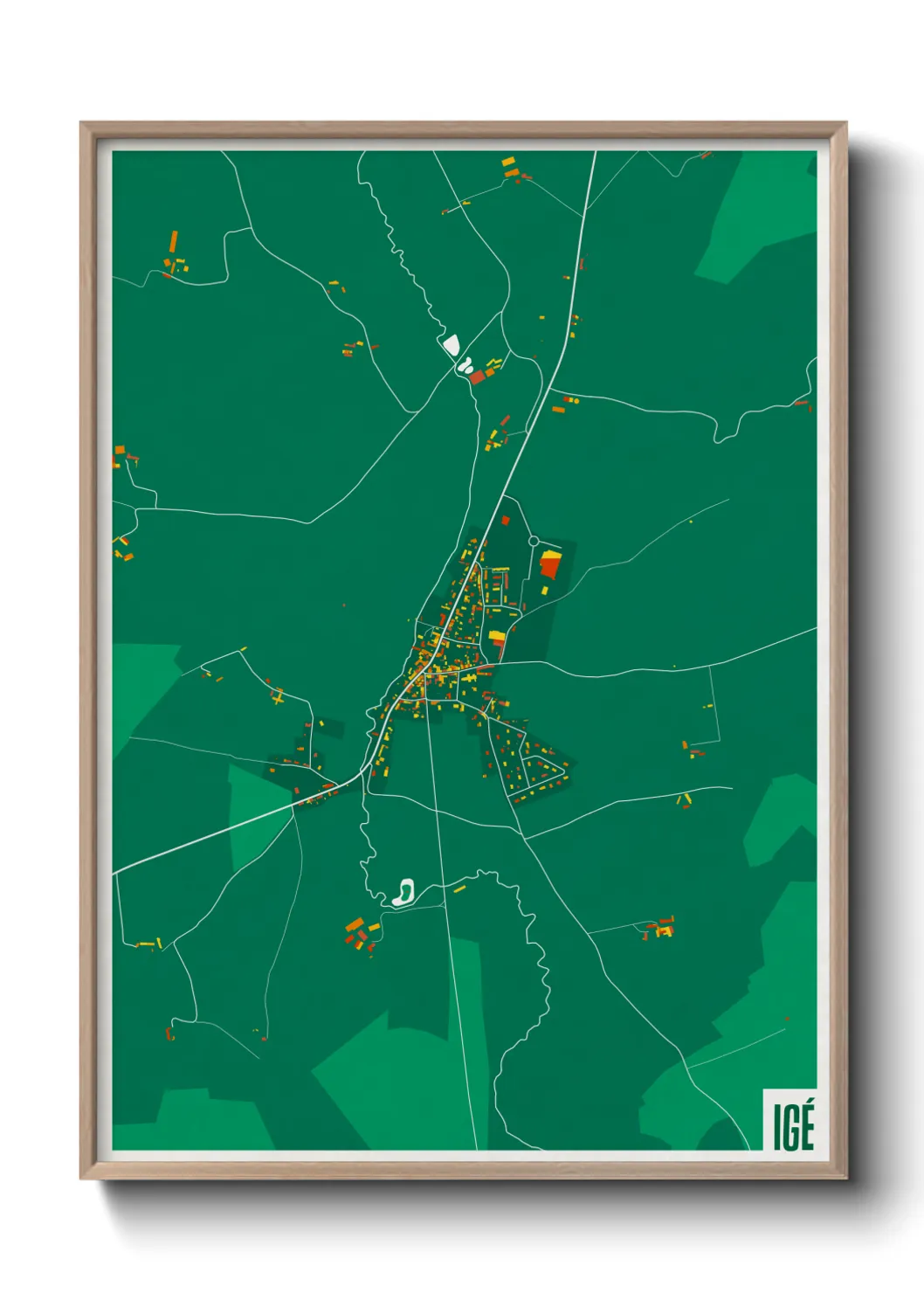 Une affiche de carte sur Igé