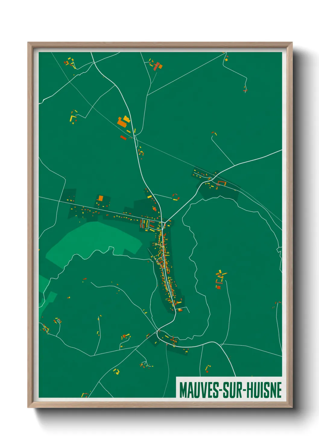Une affiche de carte sur Mauves-sur-Huisne