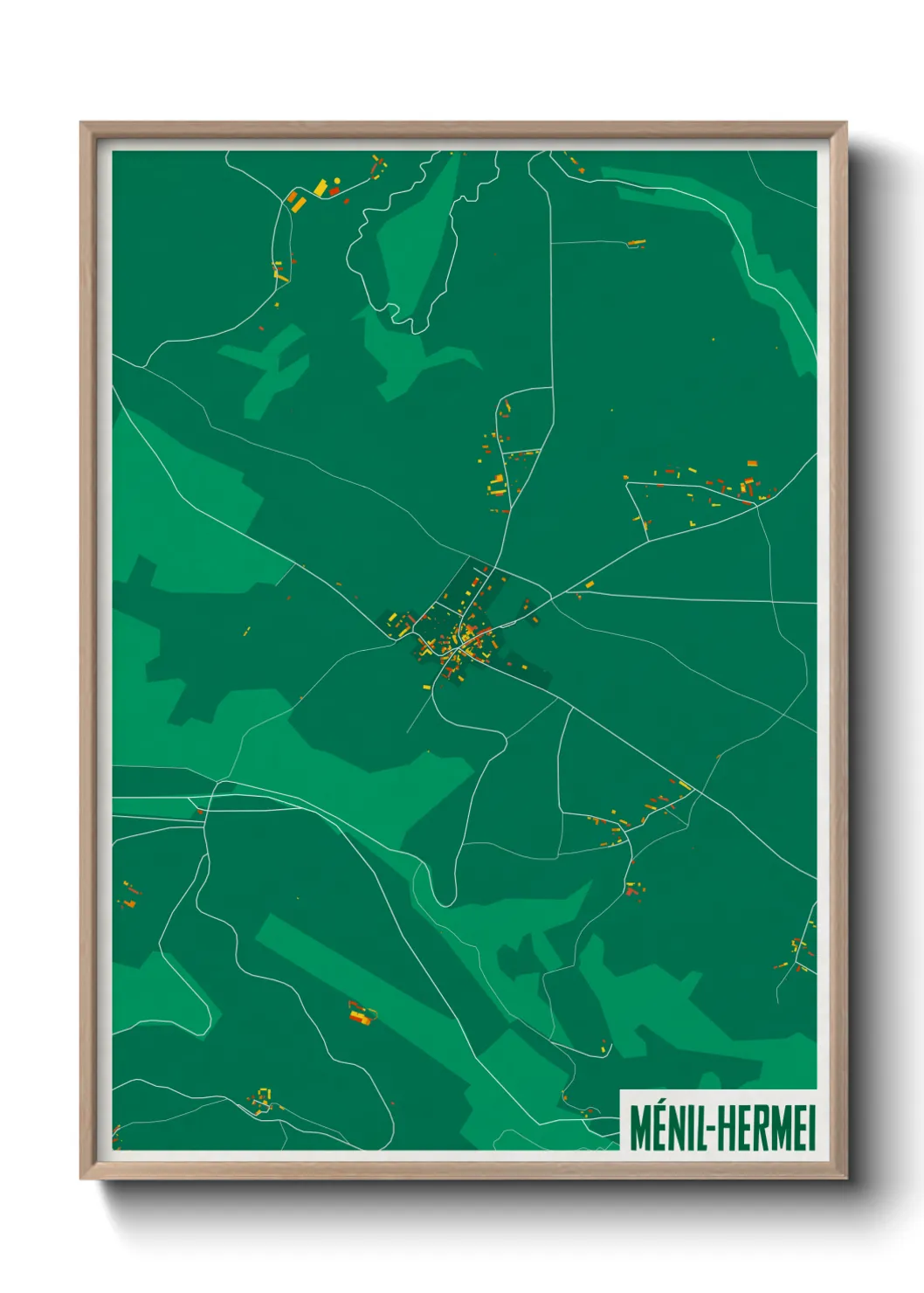Une affiche de carte sur Ménil-Hermei