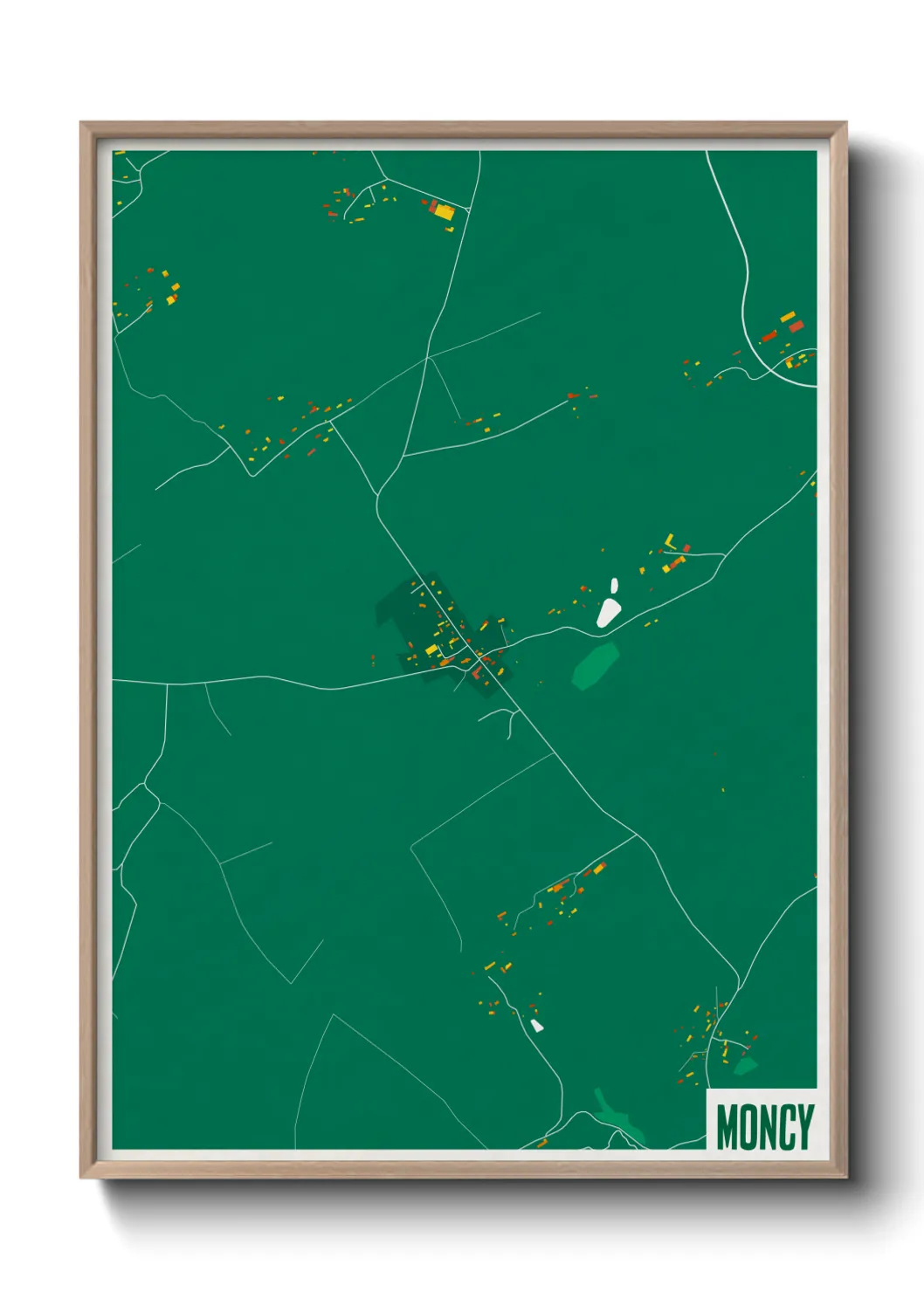 Une affiche de carte sur Moncy