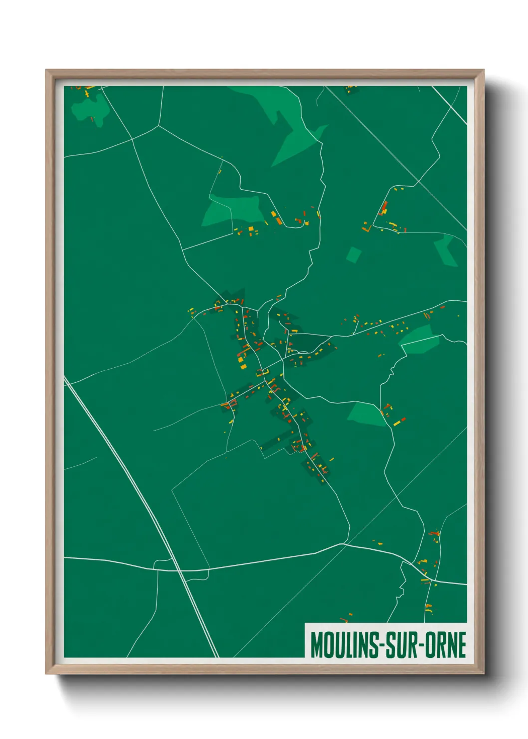 Une affiche de carte sur Moulins-sur-Orne