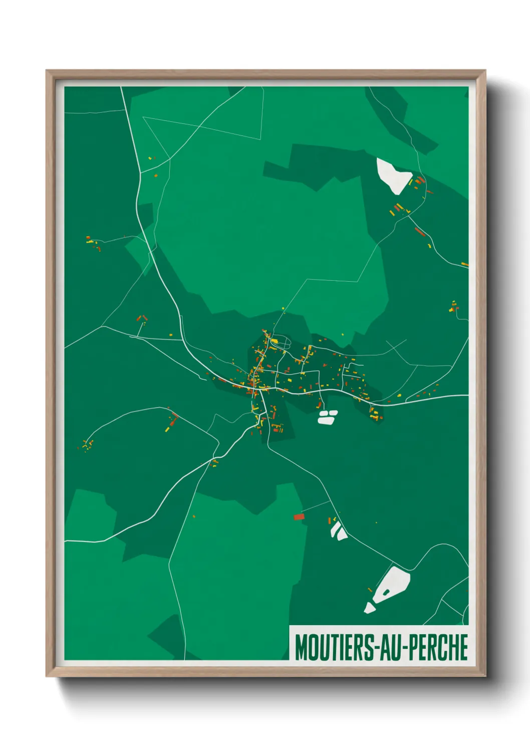 Une affiche de carte sur Moutiers-au-Perche