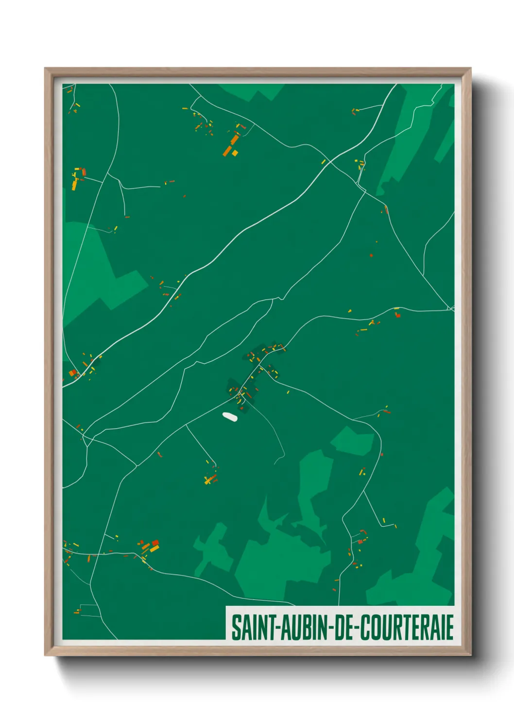 Une affiche de carte sur Saint-Aubin-de-Courteraie