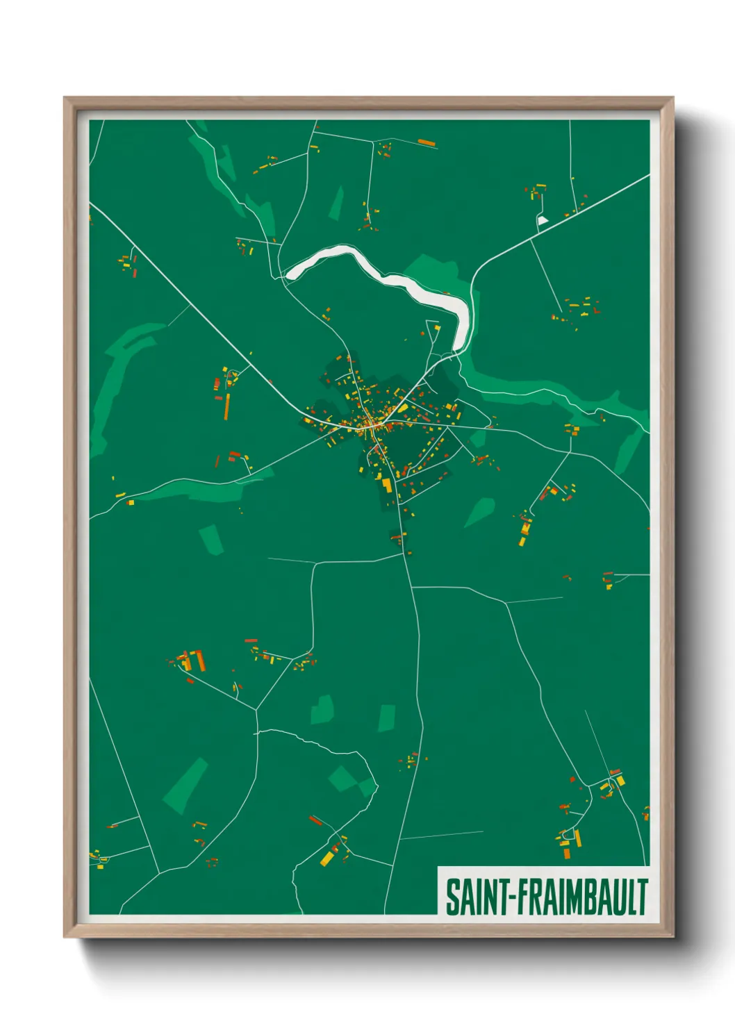 Une affiche de carte sur Saint-Fraimbault