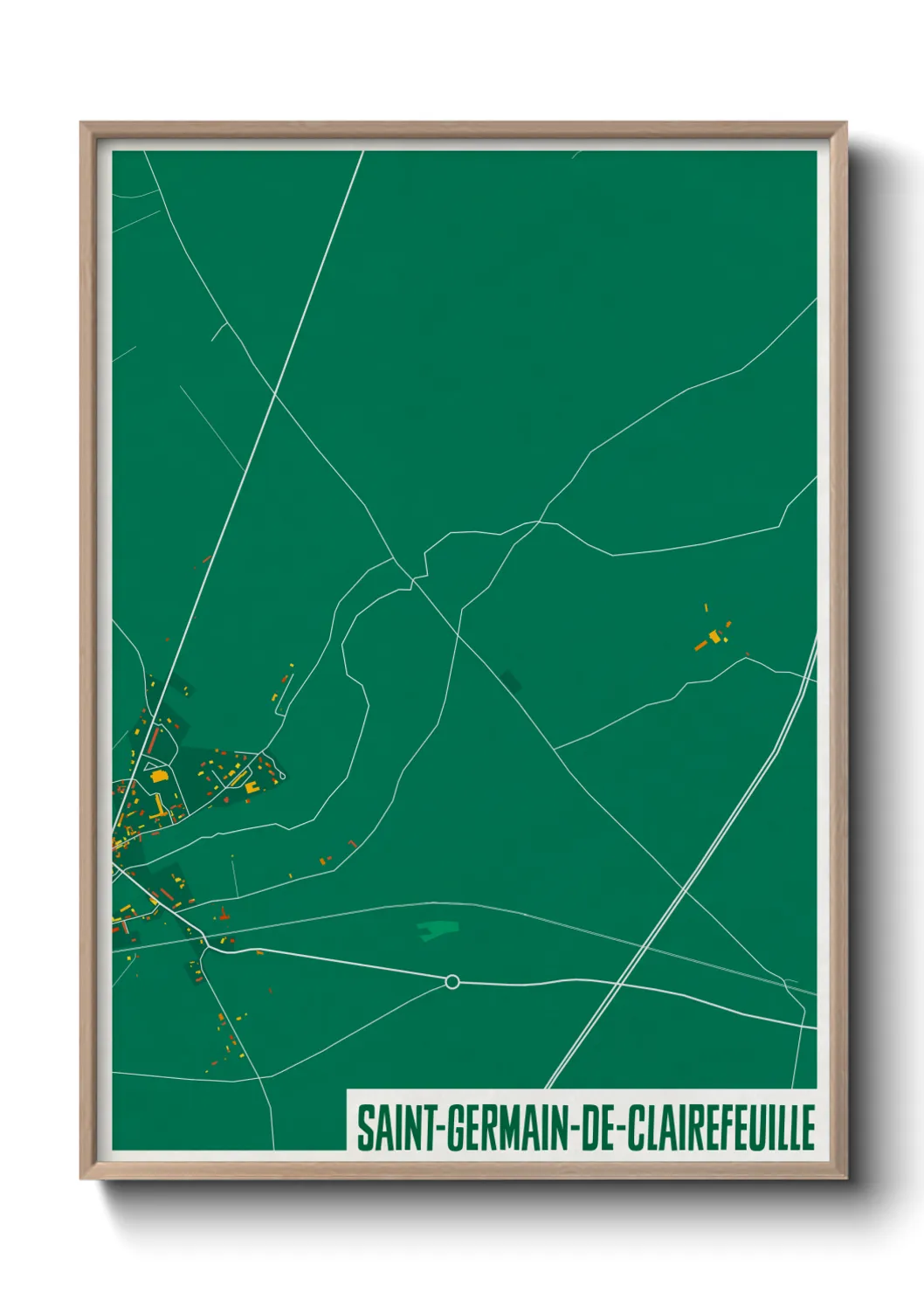 Une affiche de carte sur Saint-Germain-de-Clairefeuille