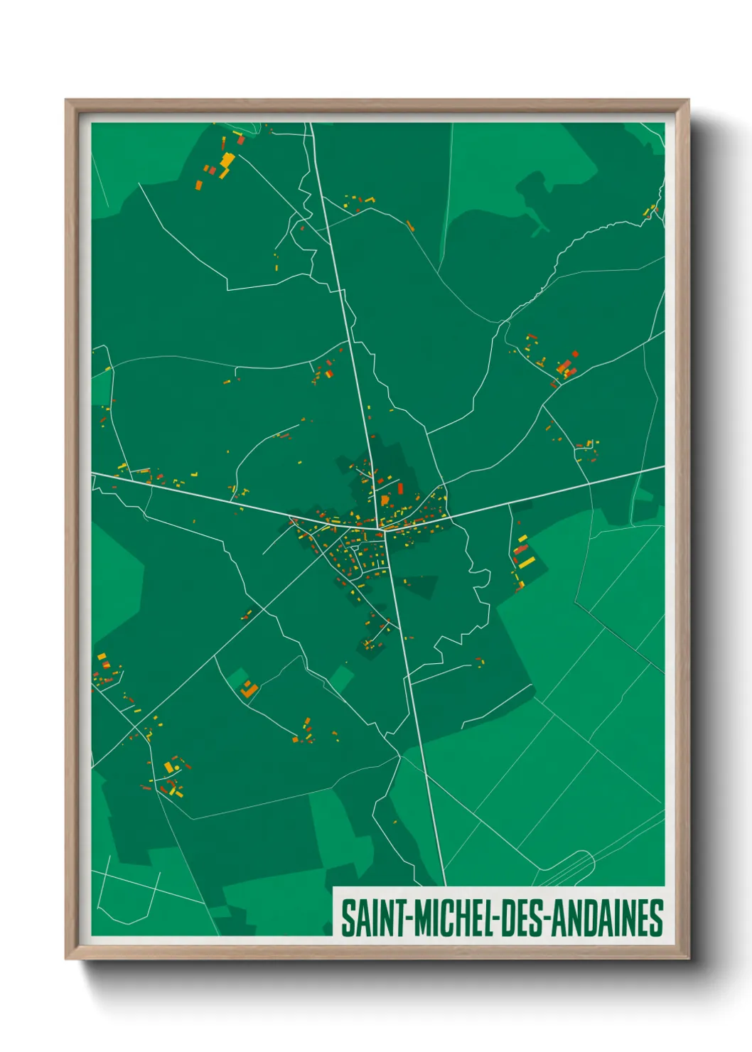 Une affiche de carte sur Saint-Michel-des-Andaines