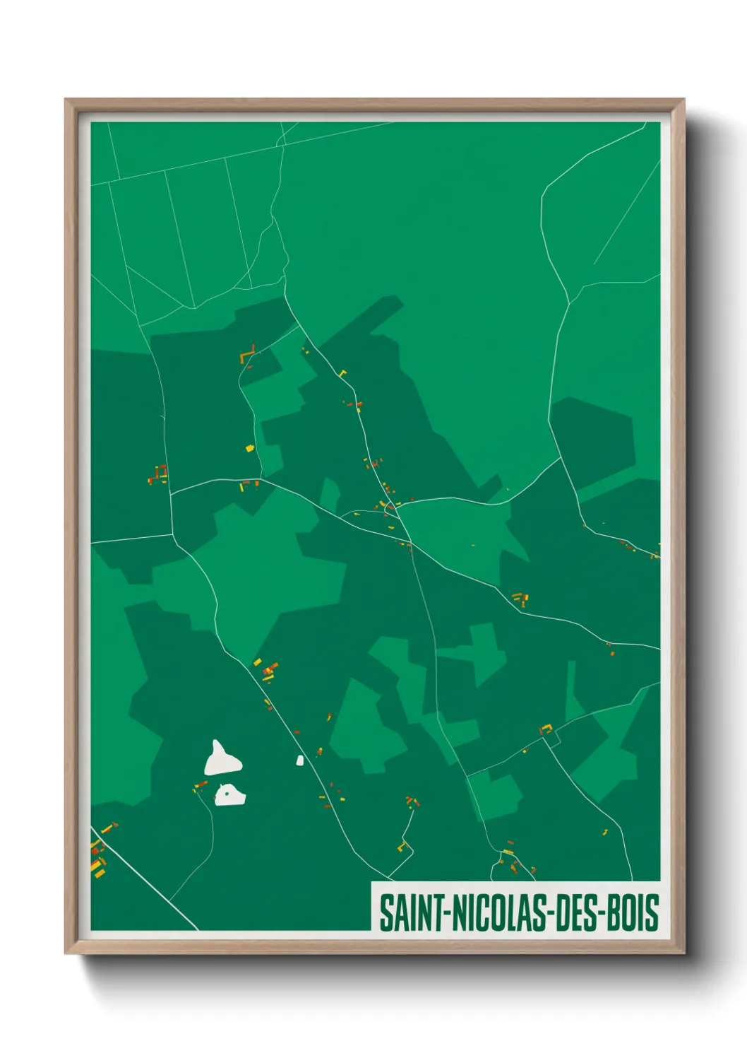 Une affiche de carte sur Saint-Nicolas-des-Bois