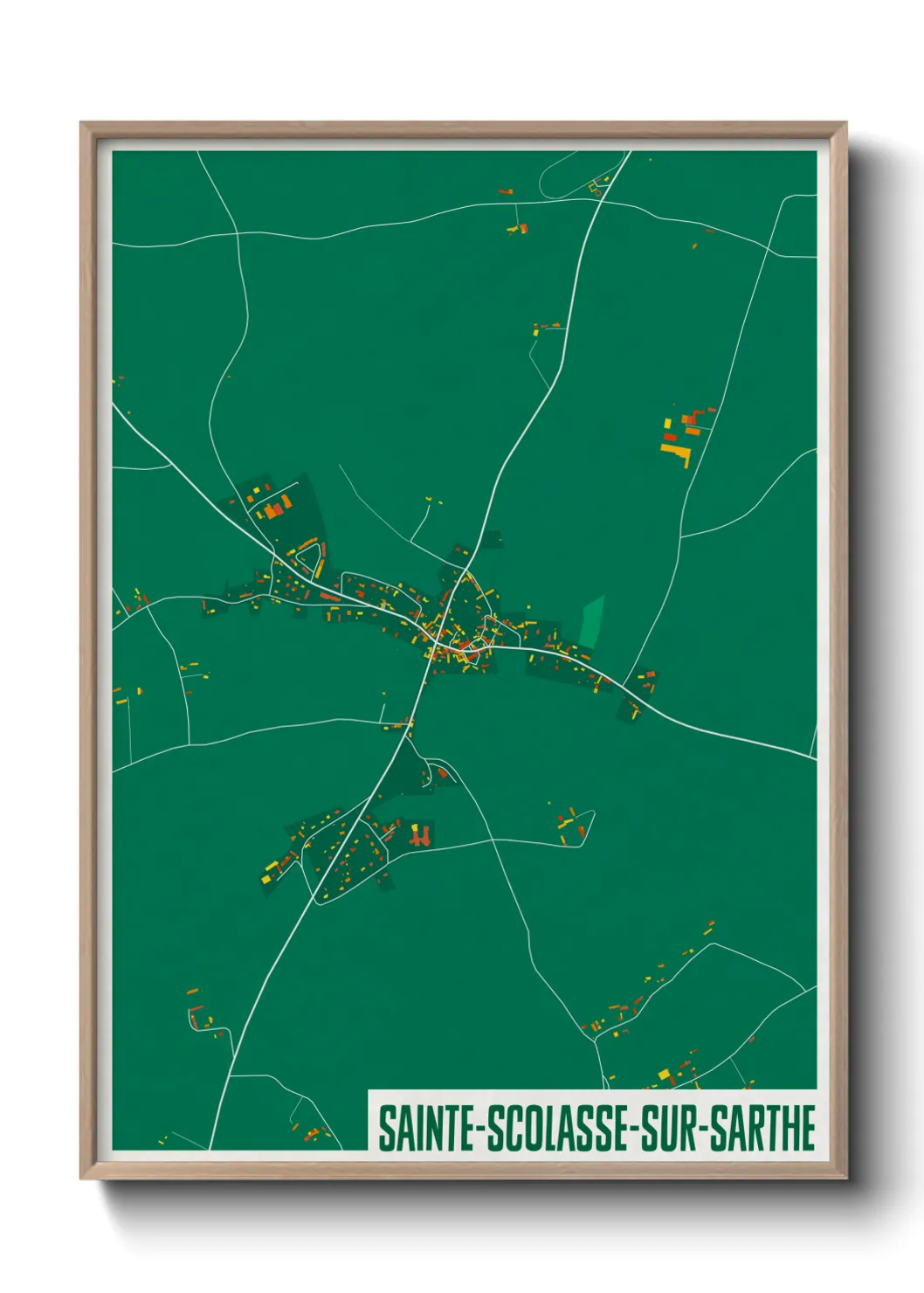 Une affiche de carte sur Sainte-Scolasse-sur-Sarthe