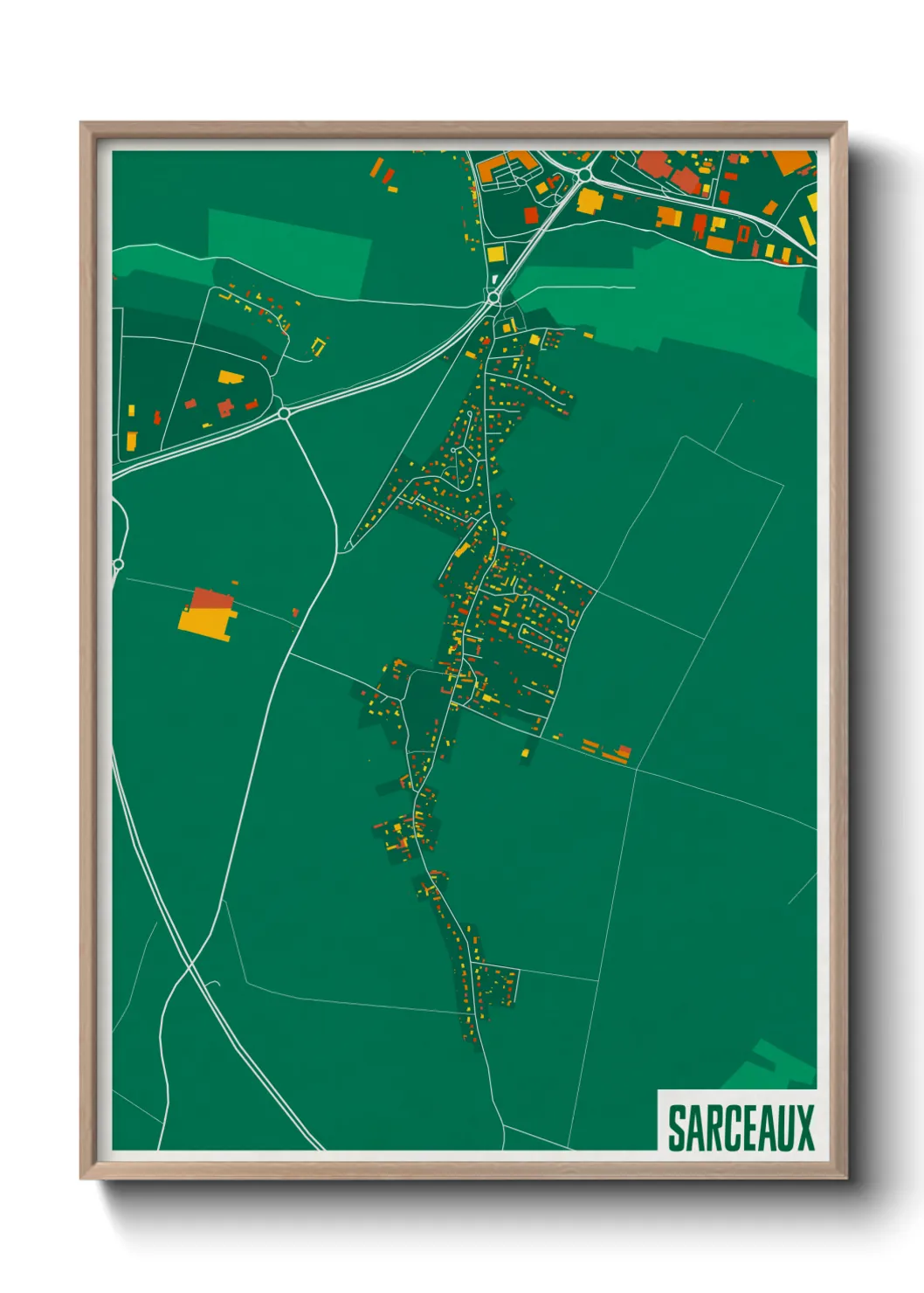 Une affiche de carte sur Sarceaux