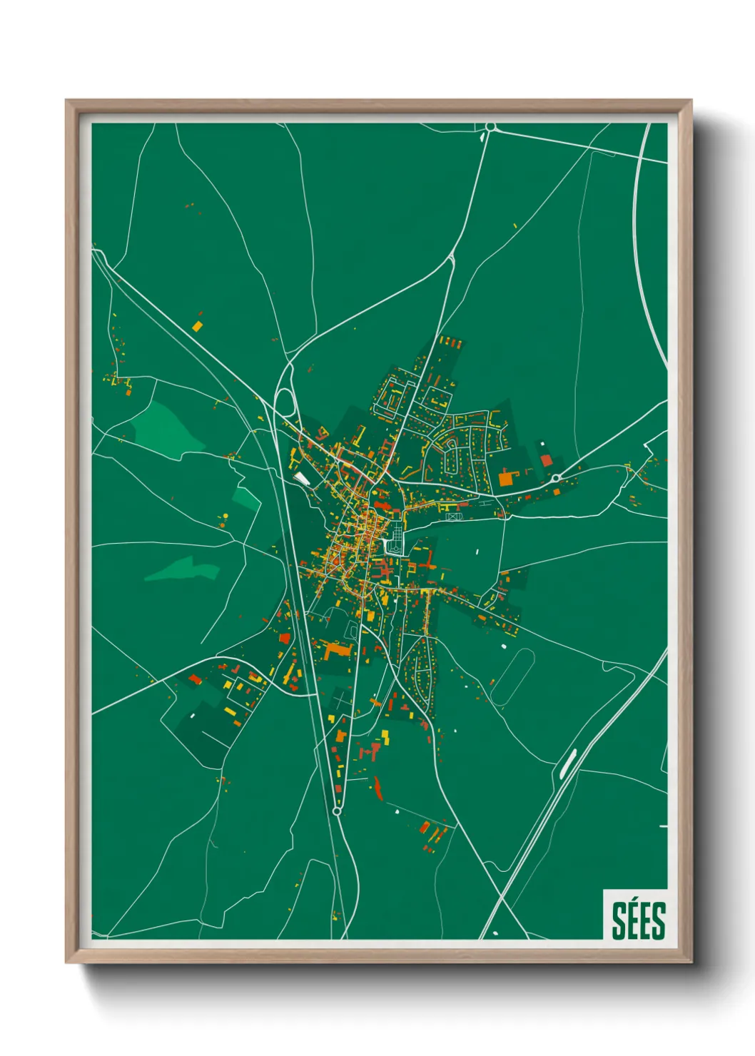 Une affiche de carte sur Sées