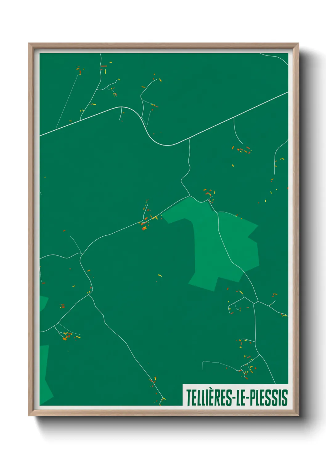 Une affiche de carte sur Tellières-le-Plessis