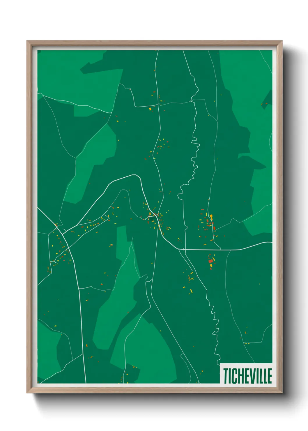 Une affiche de carte sur Ticheville