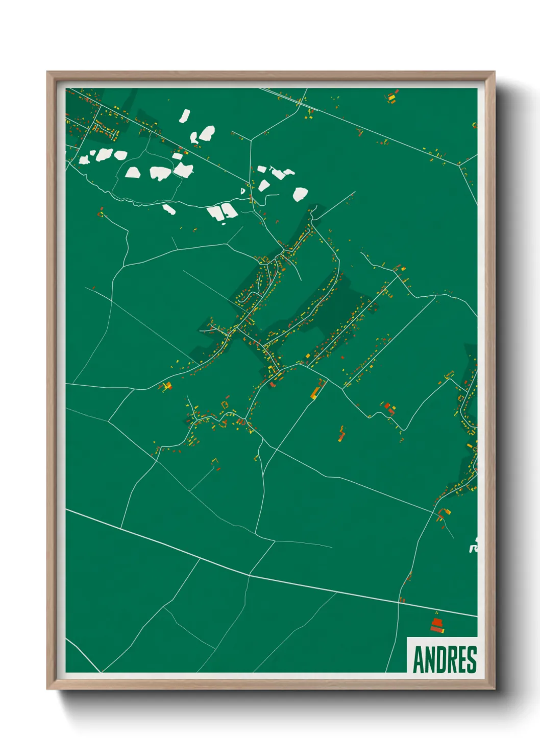 Une affiche de carte sur Andres