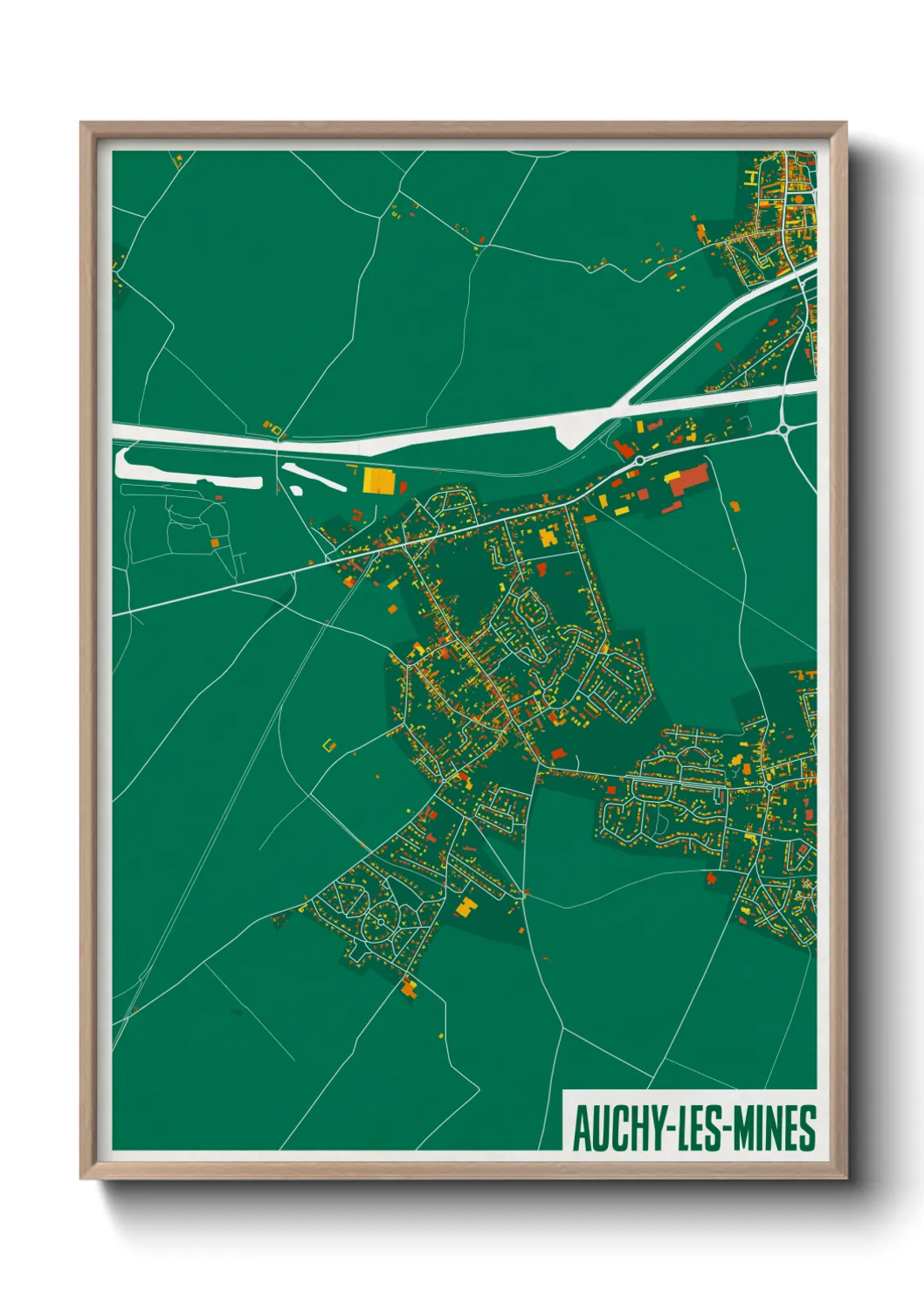 Une affiche de carte sur Auchy-les-Mines