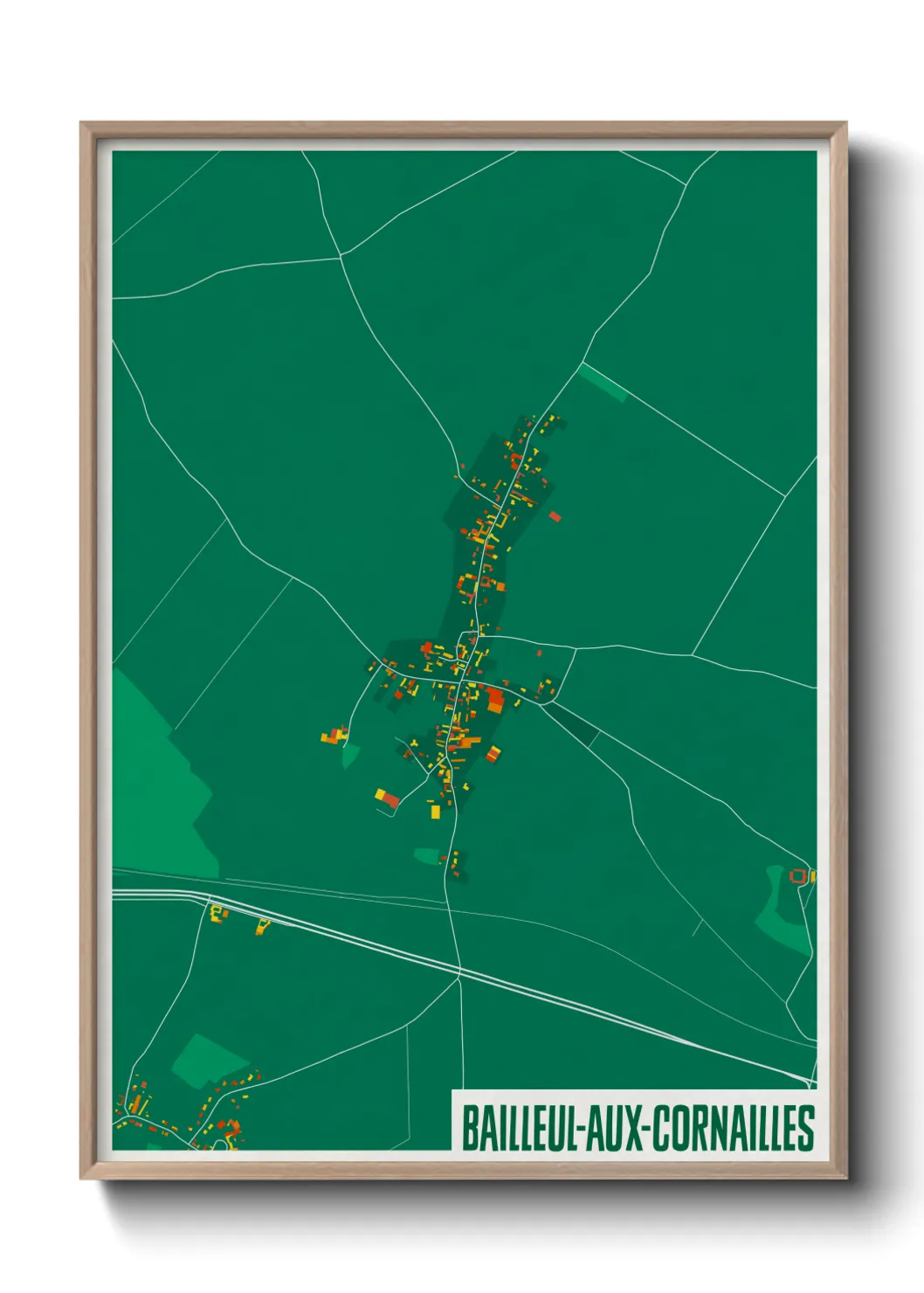 Une affiche de carte sur Bailleul-aux-Cornailles