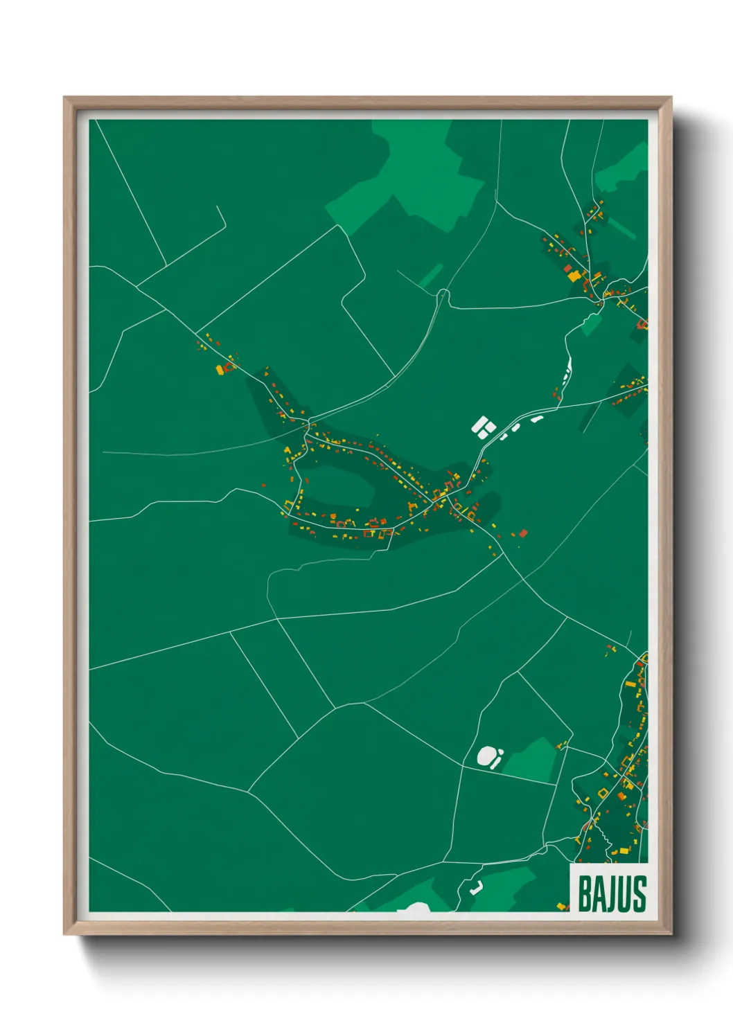 Une affiche de carte sur Bajus