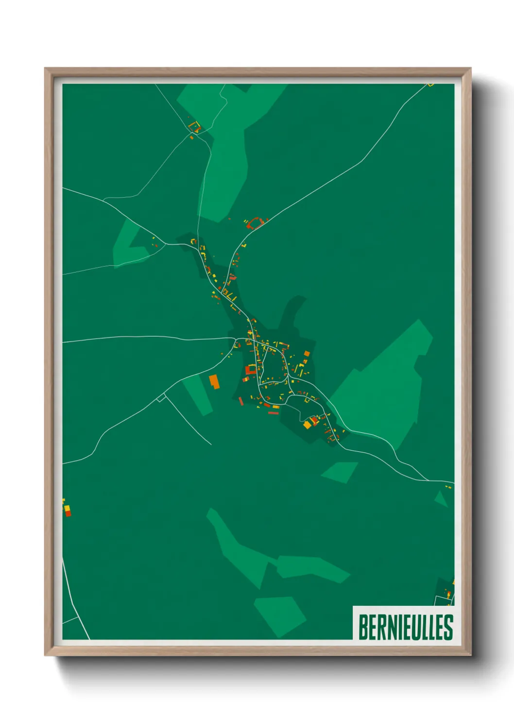 Une affiche de carte sur Bernieulles