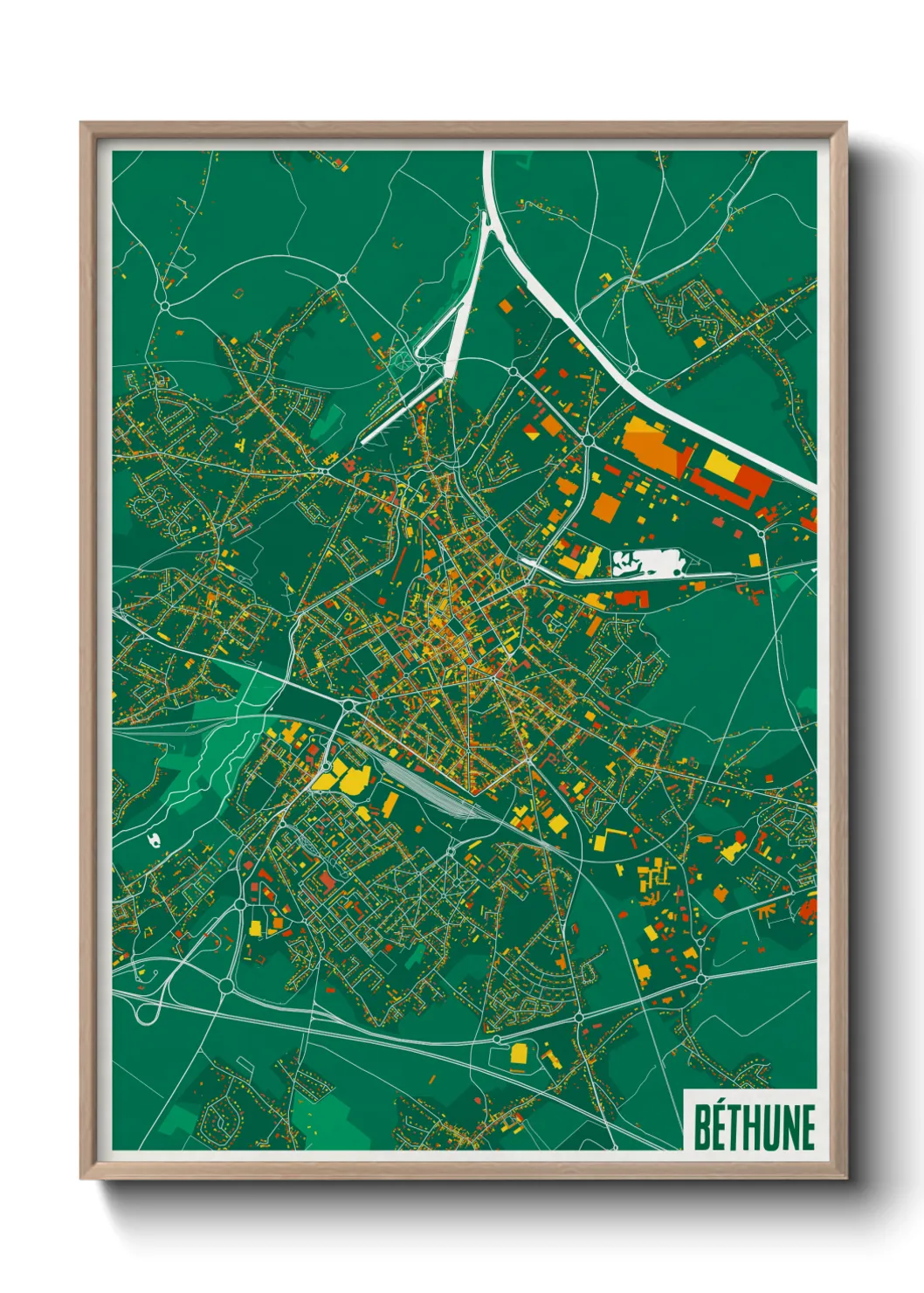 Une affiche de carte sur Béthune