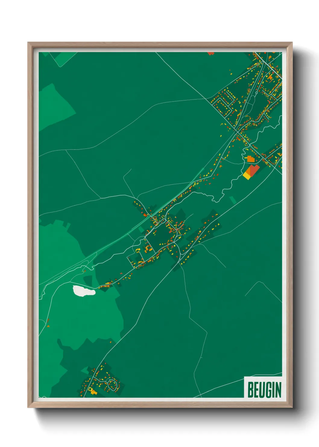 Une affiche de carte sur Beugin