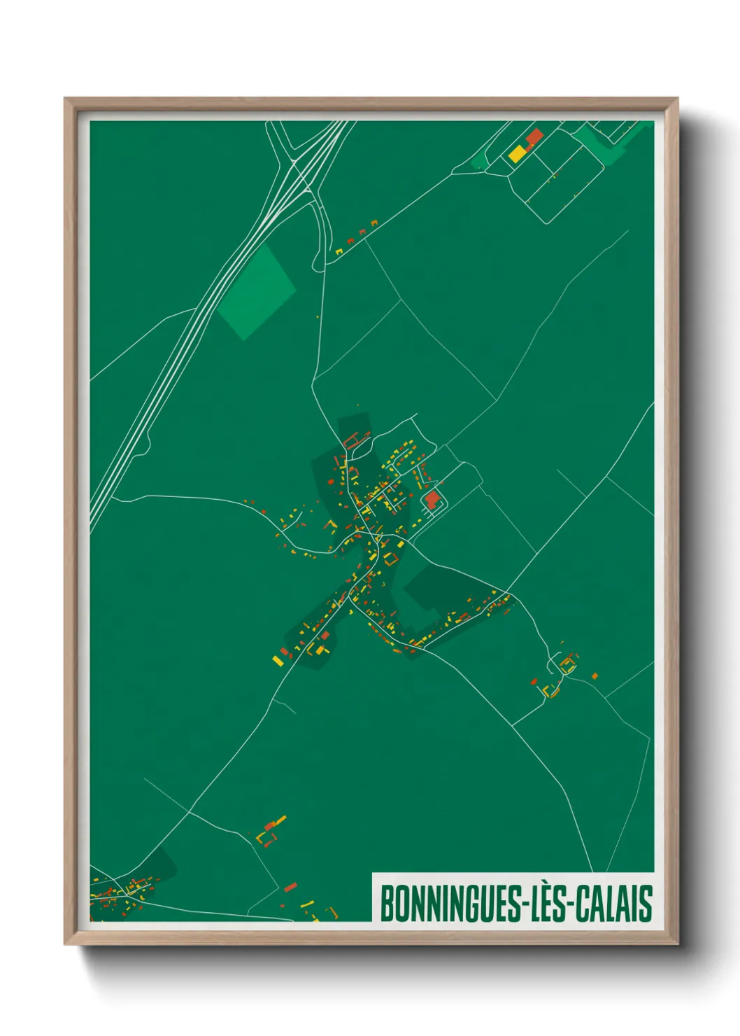Une affiche de carte sur Bonningues-lès-Calais