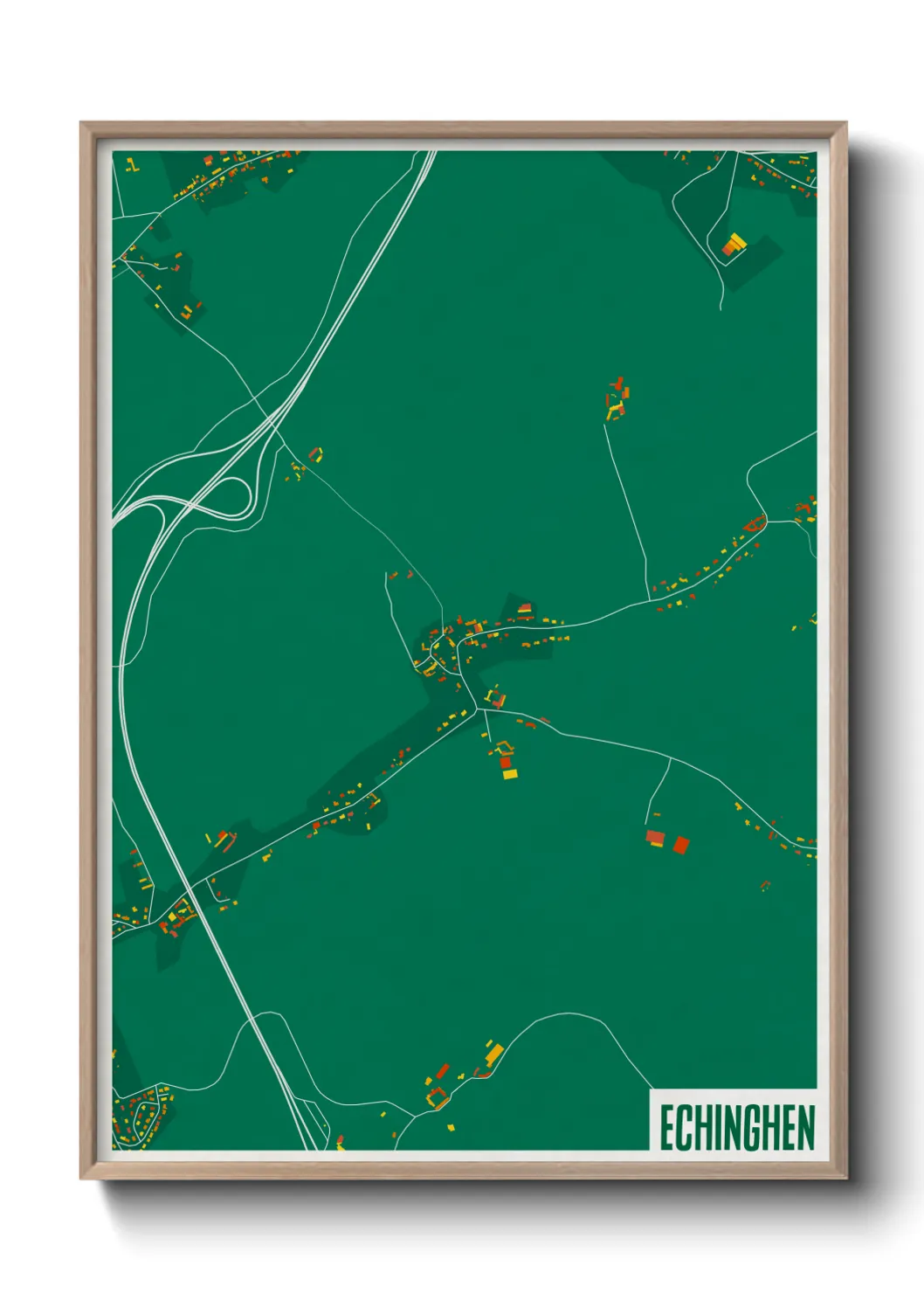 Une affiche de carte sur Echinghen